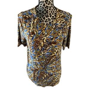 Cupio Blouse L Multicolored Artsy NEW Bodycon Classy Juliana Bright